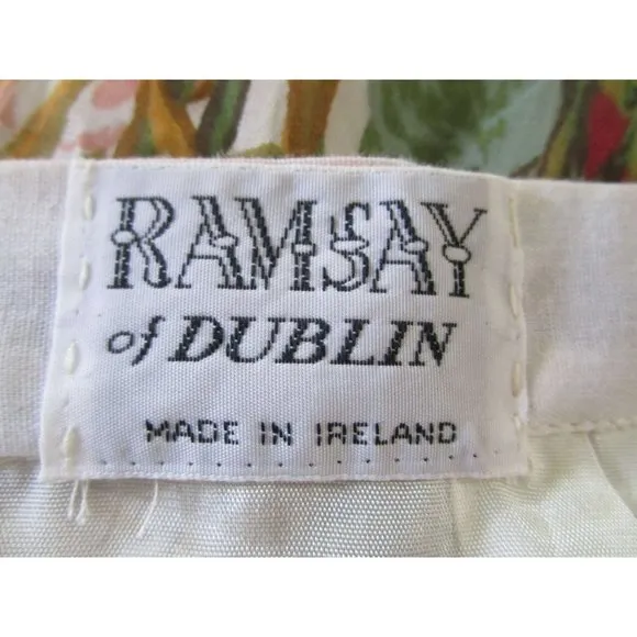 Ramsay of Dublin Floral Knife Pleat Skirt Lined Made in Ireland Large GUC