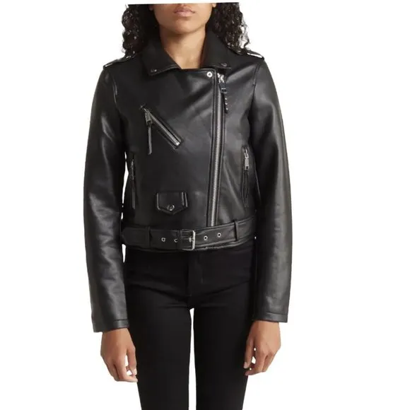 REBECCA MINKOFF Faux Leather Moto Jacket