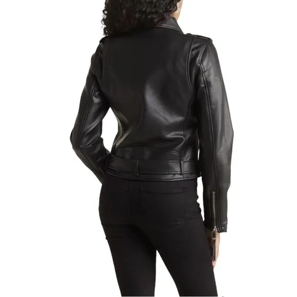 REBECCA MINKOFF Faux Leather Moto Jacket