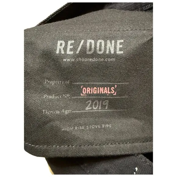 Re/Done Originals High Rise Stove Pipe Jeans 👖 - Black 🖤 | Size 27 | NWT ✨