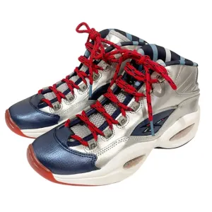 Reebok Question Mid FZ1366 Iverson x Harden Silver Blue Sneakers Shoes Mens 7.5