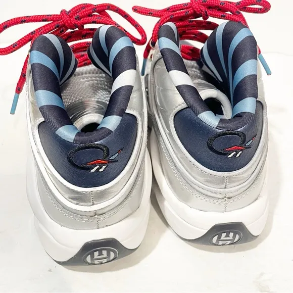 Reebok Question Mid FZ1366 Iverson x Harden Silver Blue Sneakers Shoes Mens 7.5