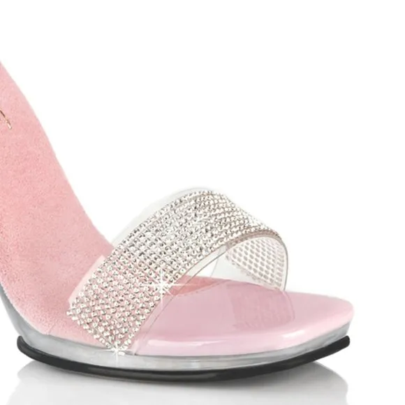 Rhinestone Ankle Strap Clear Shoes