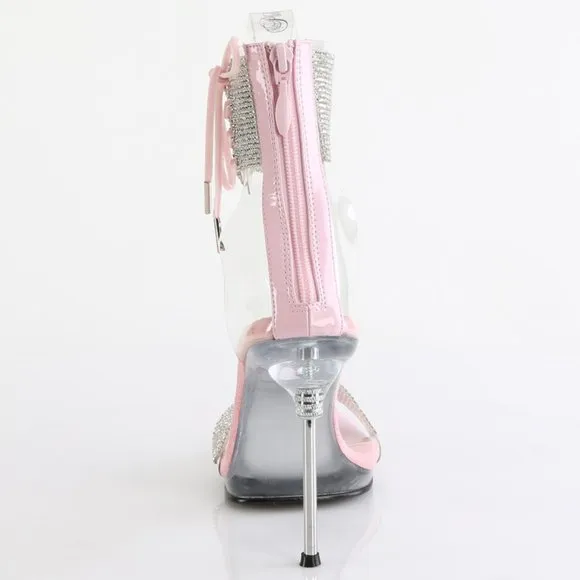 Rhinestone Ankle Strap Clear Shoes