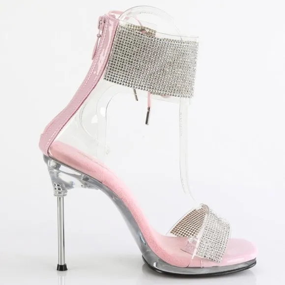 Rhinestone Ankle Strap Clear Shoes