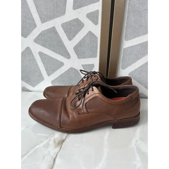 Rockport BX2426 Sheldyn Leather Dress Shoes Oxfords Sz Men 8.5 Brown Lace Up