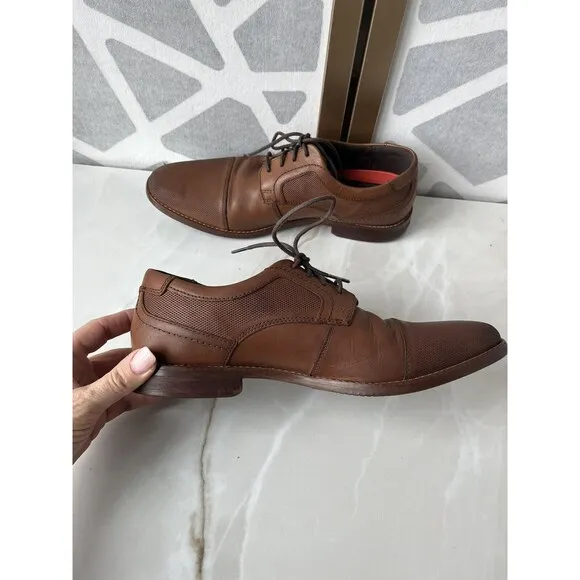 Rockport BX2426 Sheldyn Leather Dress Shoes Oxfords Sz Men 8.5 Brown Lace Up