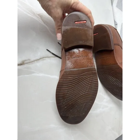 Rockport BX2426 Sheldyn Leather Dress Shoes Oxfords Sz Men 8.5 Brown Lace Up
