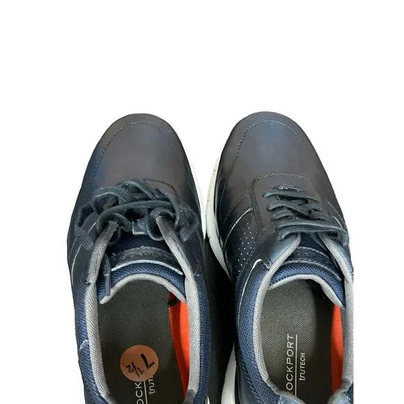 Rockport C12241 Mens Casual Navy Blue Low Top Lace-Up Sneaker Shoes Size 7.5 New