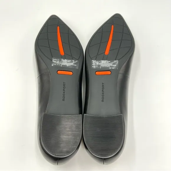 Rockport Womens Adelyn Black Leather Point Toe Ballet Flats Shoes 9.5 NEW