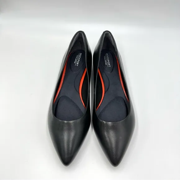 Rockport Womens Adelyn Black Leather Point Toe Ballet Flats Shoes 9.5 NEW