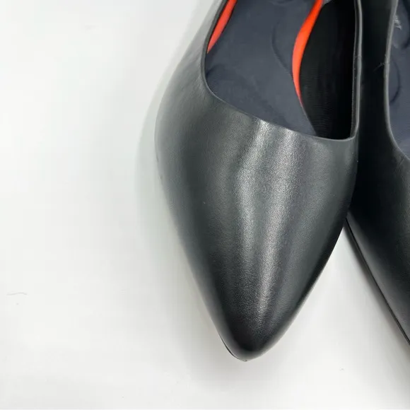 Rockport Womens Adelyn Black Leather Point Toe Ballet Flats Shoes 9.5 NEW