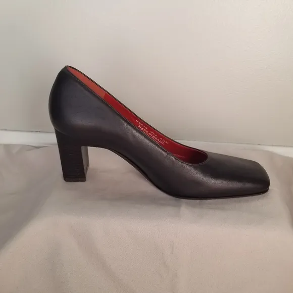 Rockport Women's Shoes 5.5 Black Genuine Leather Black Square Toe High Heels/Pum