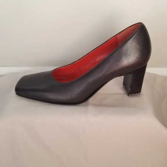 Rockport Women's Shoes 5.5 Black Genuine Leather Black Square Toe High Heels/Pum