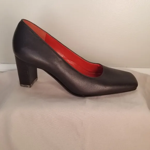 Rockport Women's Shoes 5.5 Black Genuine Leather Black Square Toe High Heels/Pum