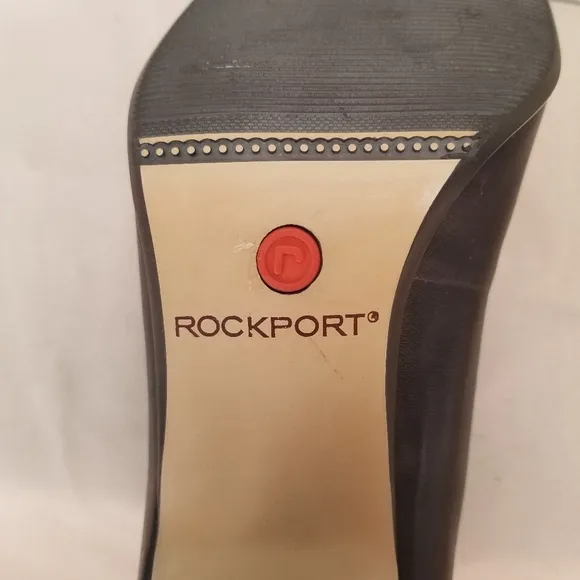 Rockport Women's Shoes 5.5 Black Genuine Leather Black Square Toe High Heels/Pum