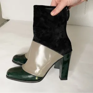 Roger Vivier high shaft  heeled Ankle Boots Colorblock 34.5 made in Italy
