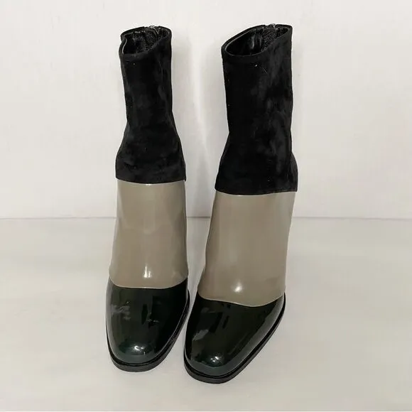 Roger Vivier high shaft  heeled Ankle Boots Colorblock 34.5 made in Italy