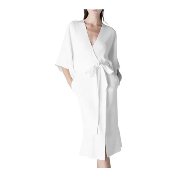 ROLAND mouret White Lashford Stretch Viscose Faux Wrap Dress Size 2 (6 uk)