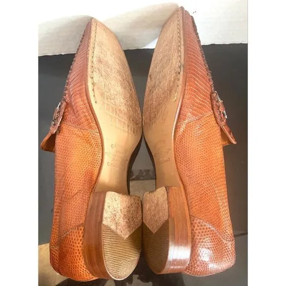 Romano Rare Exotic Crocodile/Lizard Horsebit Men’s Loafers Shoes SZ 10 M Cognac