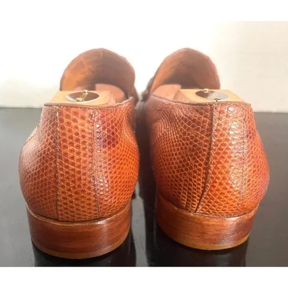 Romano Rare Exotic Crocodile/Lizard Horsebit Men’s Loafers Shoes SZ 10 M Cognac