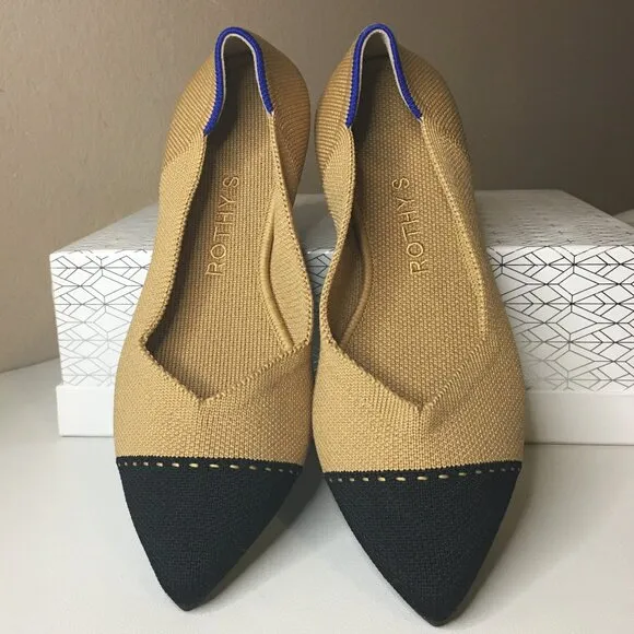 ROTHY'S &quot;The Point II&quot; Camel Captoe Knit Fabric Slip On Ballet Flats 🌷 NEW!!