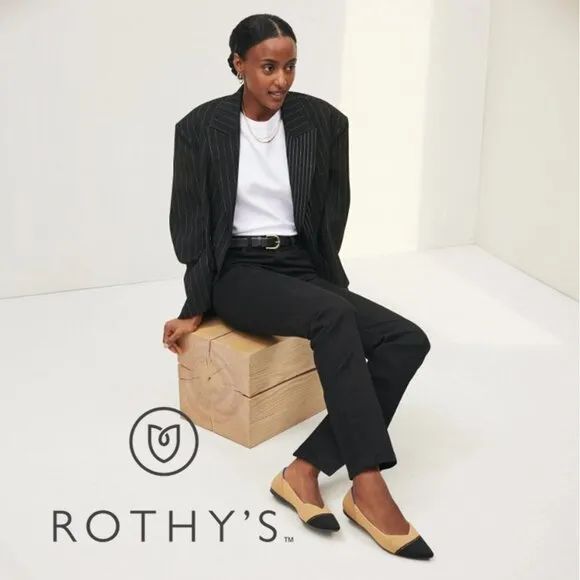 ROTHY'S &quot;The Point II&quot; Camel Captoe Knit Fabric Slip On Ballet Flats 🌷 NEW!!