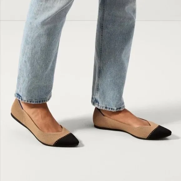 ROTHY'S &quot;The Point II&quot; Camel Captoe Knit Fabric Slip On Ballet Flats 🌷 NEW!!