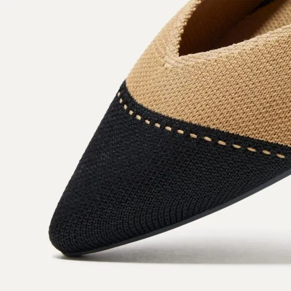 ROTHY'S &quot;The Point II&quot; Camel Captoe Knit Fabric Slip On Ballet Flats 🌷 NEW!!