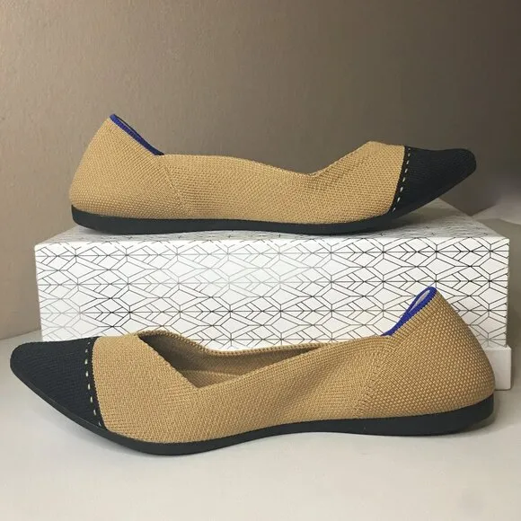 ROTHY'S &quot;The Point II&quot; Camel Captoe Knit Fabric Slip On Ballet Flats 🌷 NEW!!