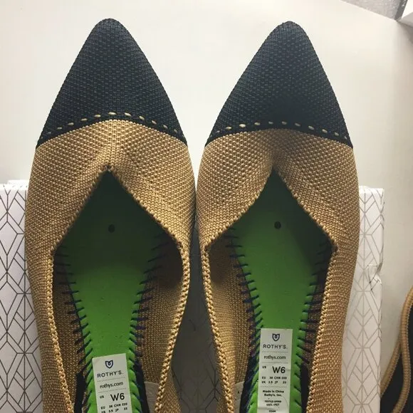 ROTHY'S &quot;The Point II&quot; Camel Captoe Knit Fabric Slip On Ballet Flats 🌷 NEW!!