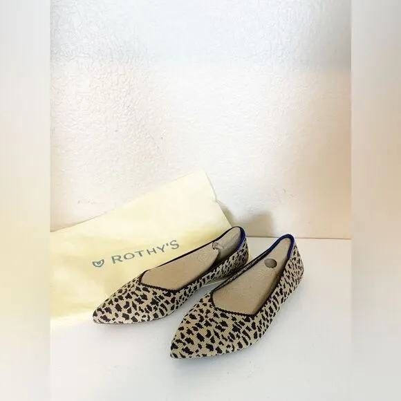 Rothy's ballet flats The Point Retired Animal Print Point Toe Slip On Shoes W9.5