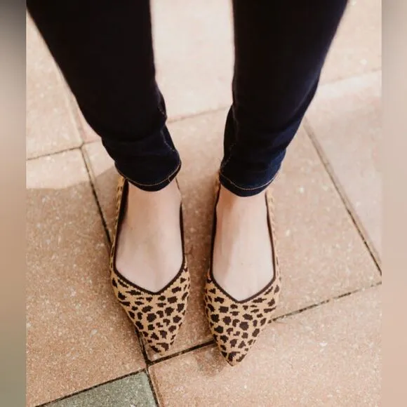 Rothy's ballet flats The Point Retired Animal Print Point Toe Slip On Shoes W9.5