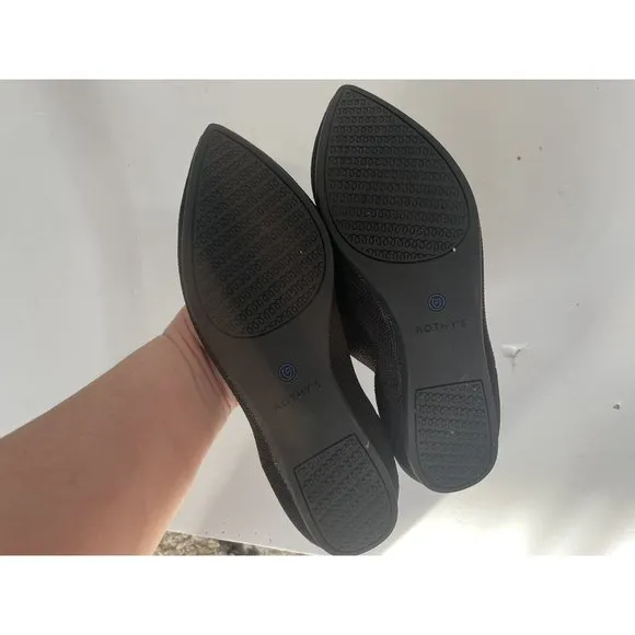 Rothys Black Point Pointed Toe Slip On Ballet Flats Shoes W 9 9 39.51/2
