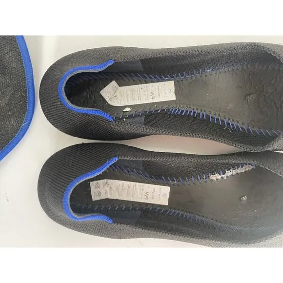 Rothys Black Point Pointed Toe Slip On Ballet Flats Shoes W 9 9 39.51/2