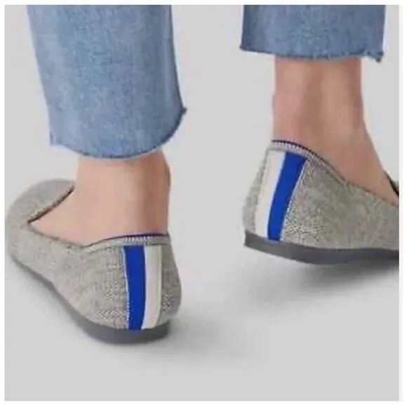 Rothys Flats 12 Loafers Heather Gray Cream Blue Round Toe Comfort Shoes Slip On