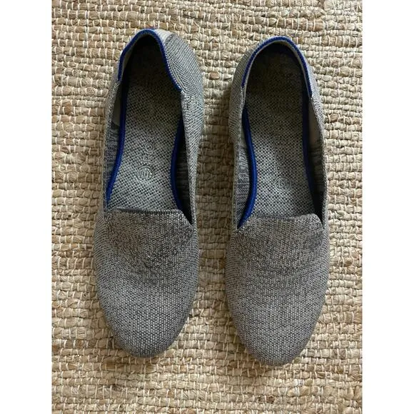 Rothys Flats 12 Loafers Heather Gray Cream Blue Round Toe Comfort Shoes Slip On