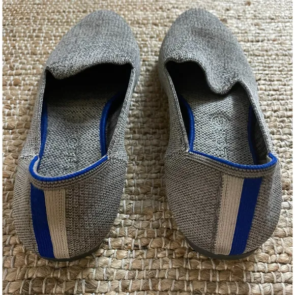 Rothys Flats 12 Loafers Heather Gray Cream Blue Round Toe Comfort Shoes Slip On