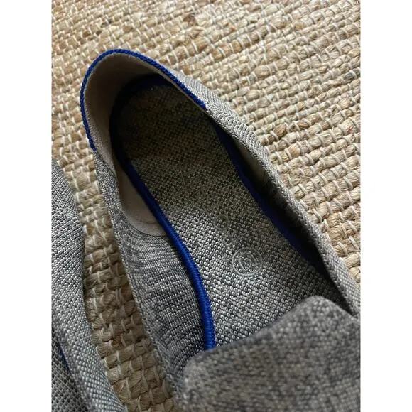 Rothys Flats 12 Loafers Heather Gray Cream Blue Round Toe Comfort Shoes Slip On