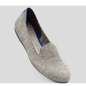 Rothys Flats 12 Loafers Heather Gray Cream Blue Round Toe Comfort Shoes Slip On