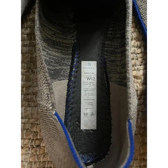Rothys Flats 12 Loafers Heather Gray Cream Blue Round Toe Comfort Shoes Slip On