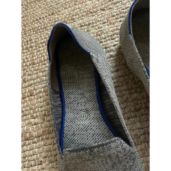 Rothys Flats 12 Loafers Heather Gray Cream Blue Round Toe Comfort Shoes Slip On