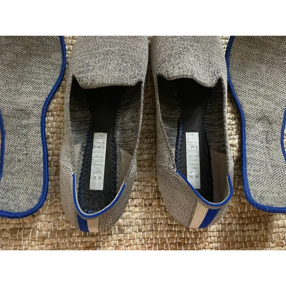 Rothys Flats 12 Loafers Heather Gray Cream Blue Round Toe Comfort Shoes Slip On