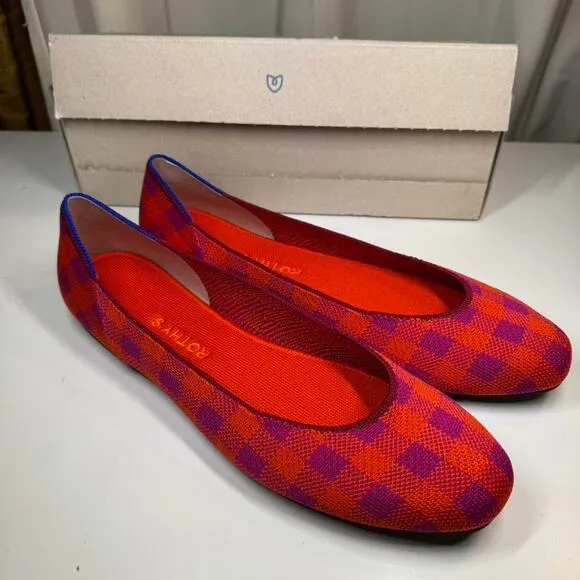Rothy's Pomegranate Gingham Ballet Shoes Sz 12 NEW Christmas Ltd Ed Retired