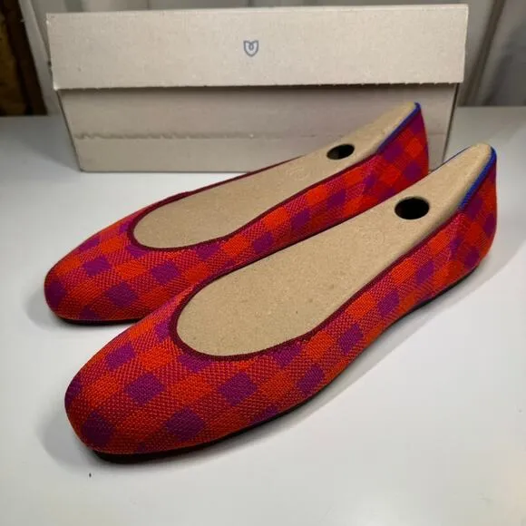 Rothy's Pomegranate Gingham Ballet Shoes Sz 12 NEW Christmas Ltd Ed Retired