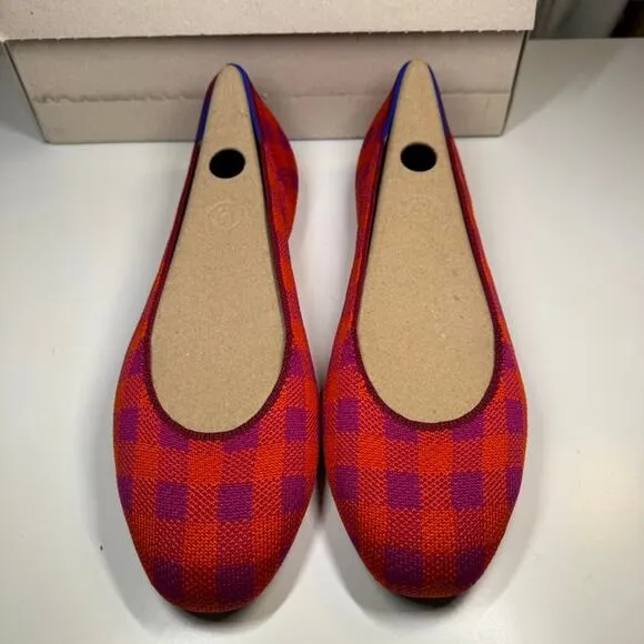 Rothy's Pomegranate Gingham Ballet Shoes Sz 12 NEW Christmas Ltd Ed Retired
