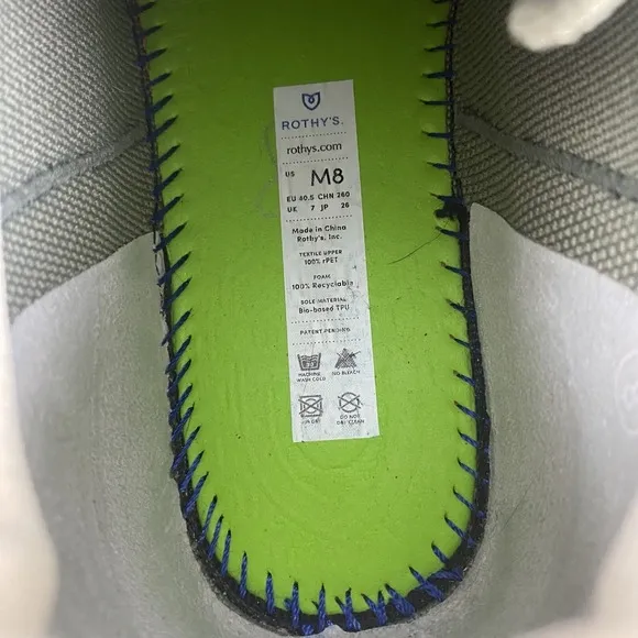Rothy's Shoes Men's Size 8 M Lace Up Shoes Green RS01 Knit Sneakers
