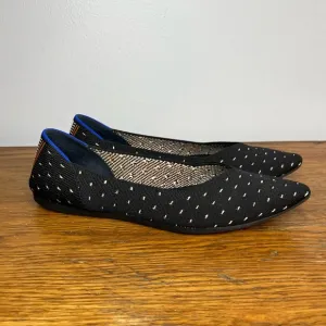 Rothy's Size 8.5 • The Point Ivory Dot Black Polka Dot Knit Ballet Flats Shoes.