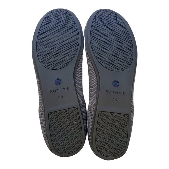 Rothy’s The Flat Classic Round Ballet Flat Shoes 7.5 Slip On Cloud Grey Birdseye
