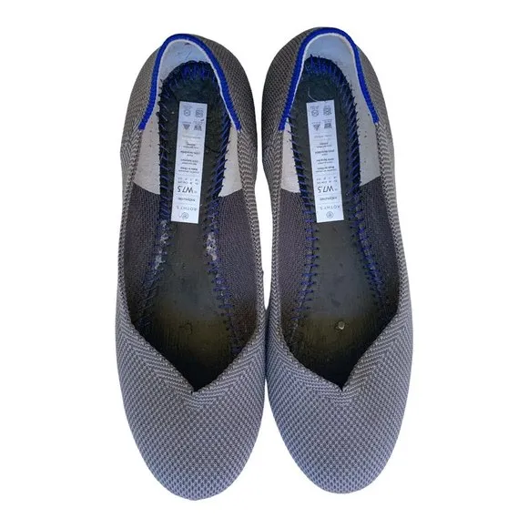 Rothy’s The Flat Classic Round Ballet Flat Shoes 7.5 Slip On Cloud Grey Birdseye